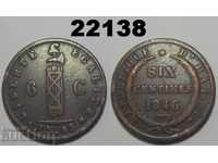 Haiti 6 centimes 1846 Big coin