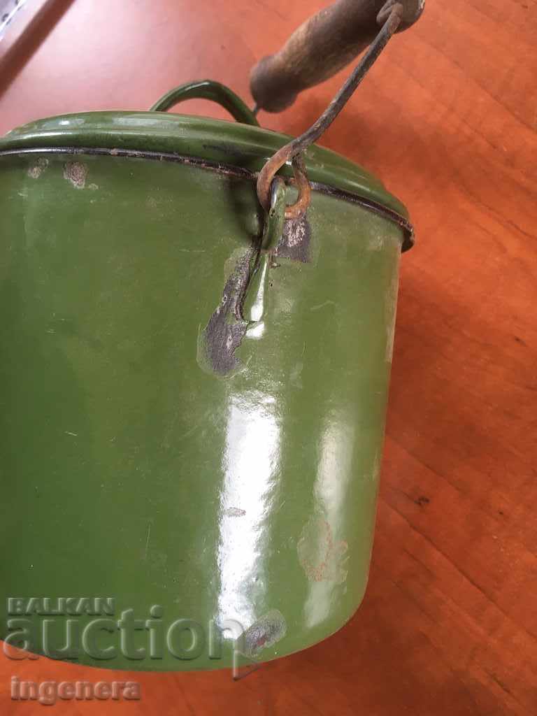 СЪД ЕМАЙЛИРАН С КАПАК КОТЛЕНКА 1.5 ЛИТРА -1952 ГОД - 5 СЪД ЕМАЙЛИРАН С КАПАК КОТЛЕНКА 1.5 ЛИТРА -1952 ГОД - 5