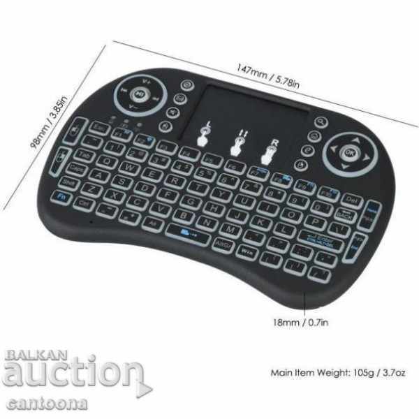 Auction Mini Wireless Keyboard with Touchpad, Smart TV Remote, LED Auction Mini Wireless Keyboard with Touchpad, Smart TV Remote, LED