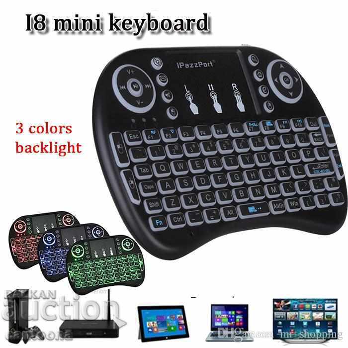 Mini Wireless Keyboard with Touchpad, Smart TV Remote, LED