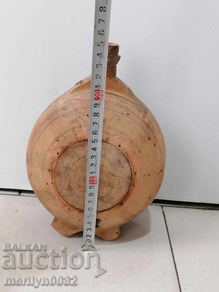 Auction Old wooden vase, wooden bucket, wooden beetle Auction Old wooden vase, wooden bucket, wooden beetle