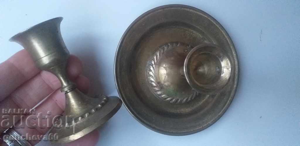 Bronze candlesticks with a plate with price 25.00 BGN | € 12.78 Bronze candlesticks with a plate with price 25.00 BGN | € 12.78