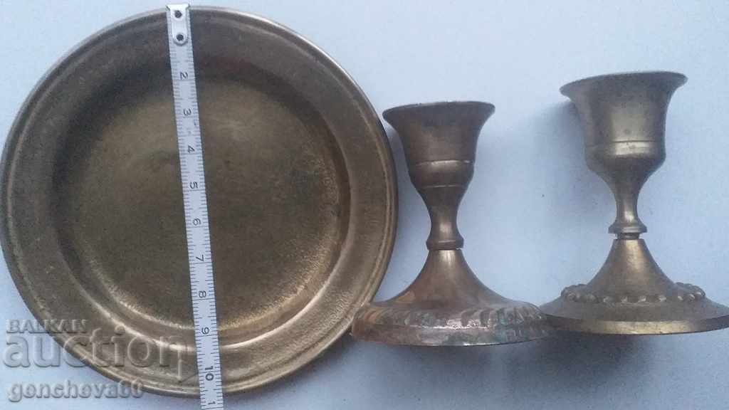 Bronze candlesticks with a plate - 5 Bronze candlesticks with a plate - 5