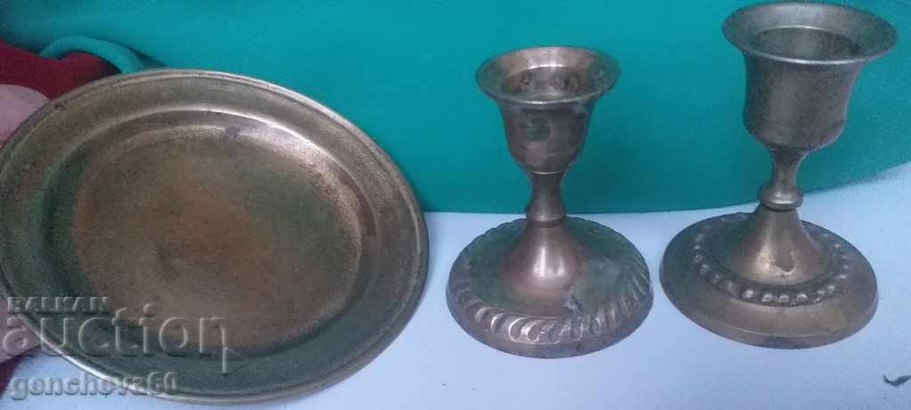 Bronze candlesticks with a plate - 7 Bronze candlesticks with a plate - 7