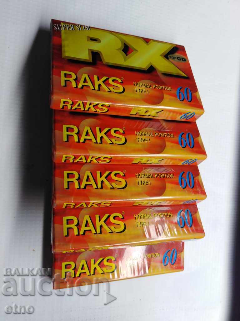 5 NEW AUDIO CASSETTES - "RAKS RX 60" SUPER SLIM, cassette player - 5 5 NEW AUDIO CASSETTES - "RAKS RX 60" SUPER SLIM, cassette player - 5