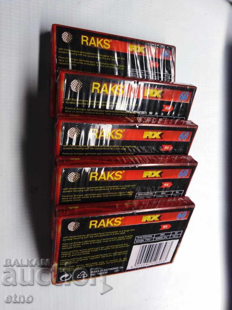 5 NEW AUDIO CASSETTES - "RAKS RX 60" SUPER SLIM, cassette player - 6 5 NEW AUDIO CASSETTES - "RAKS RX 60" SUPER SLIM, cassette player - 6