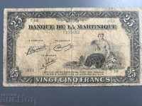 Мартиника 25 франка 1943 френска колония Втора Световна P-17