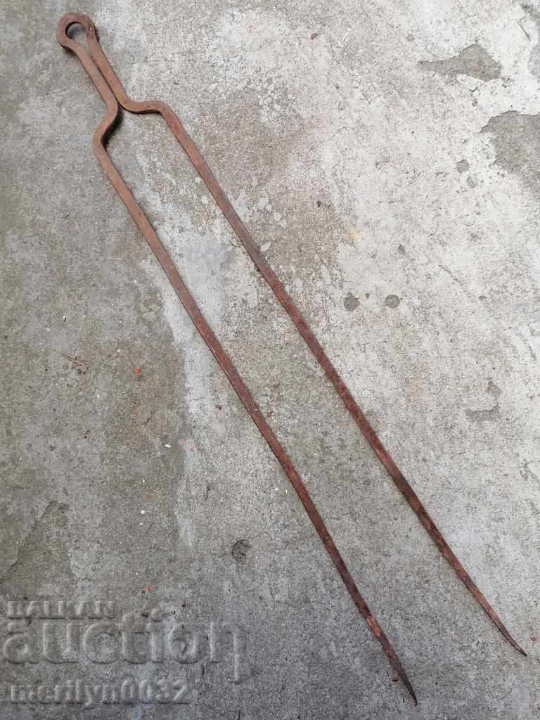 Old wrought iron double skewer for roasting wrought iron meat with price 59.00 BGN | € 30.17