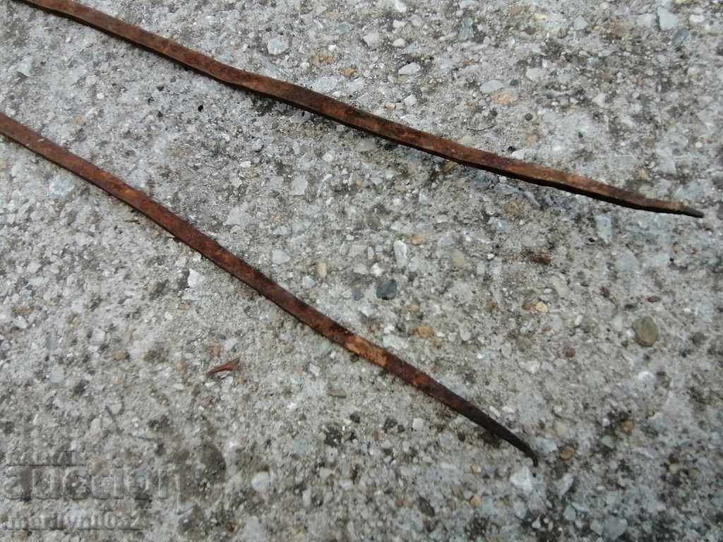 Delivery of Old wrought iron double skewer for roasting wrought iron meat