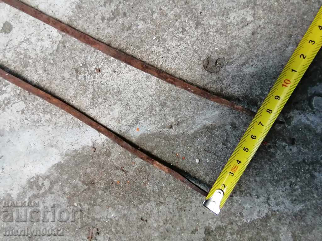 Old wrought iron double skewer for roasting wrought iron meat - 7
