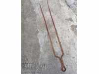 Old wrought iron double skewer for roasting wrought iron meat