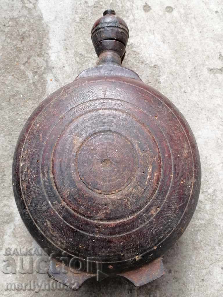 Auction Old wooden vase, wooden bucket, wooden beetle Auction Old wooden vase, wooden bucket, wooden beetle