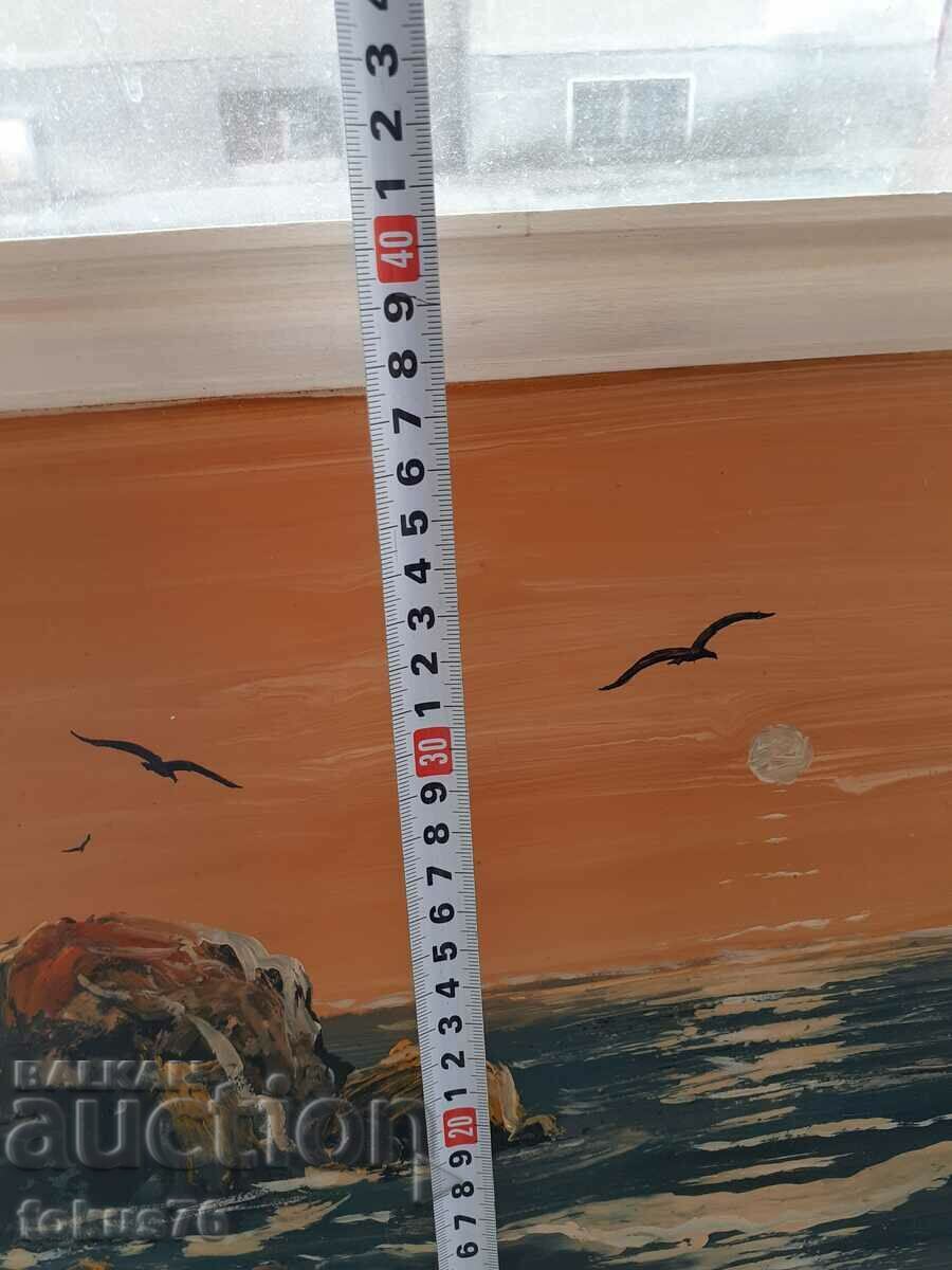 Painting Sea oil on fiberboard Peter Petrov signed - 7 Painting Sea oil on fiberboard Peter Petrov signed - 7