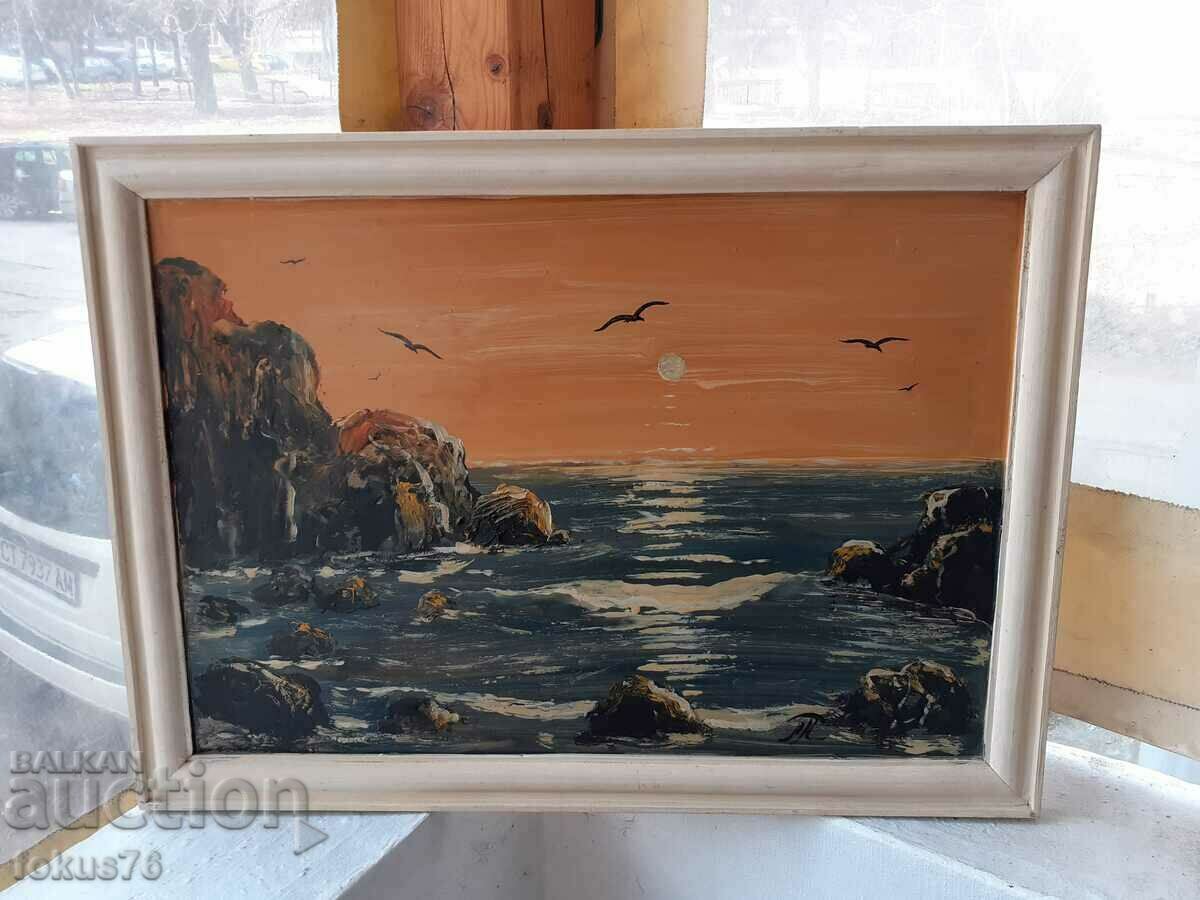 Ζωγραφική με λάδι θάλασσας σε ινοσανίδες Ο Peter Petrov υπέγραψε