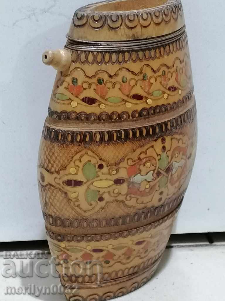 Old pyrographed pavur wooden buckle barrel barrel with price 62.00 BGN | € 31.70
