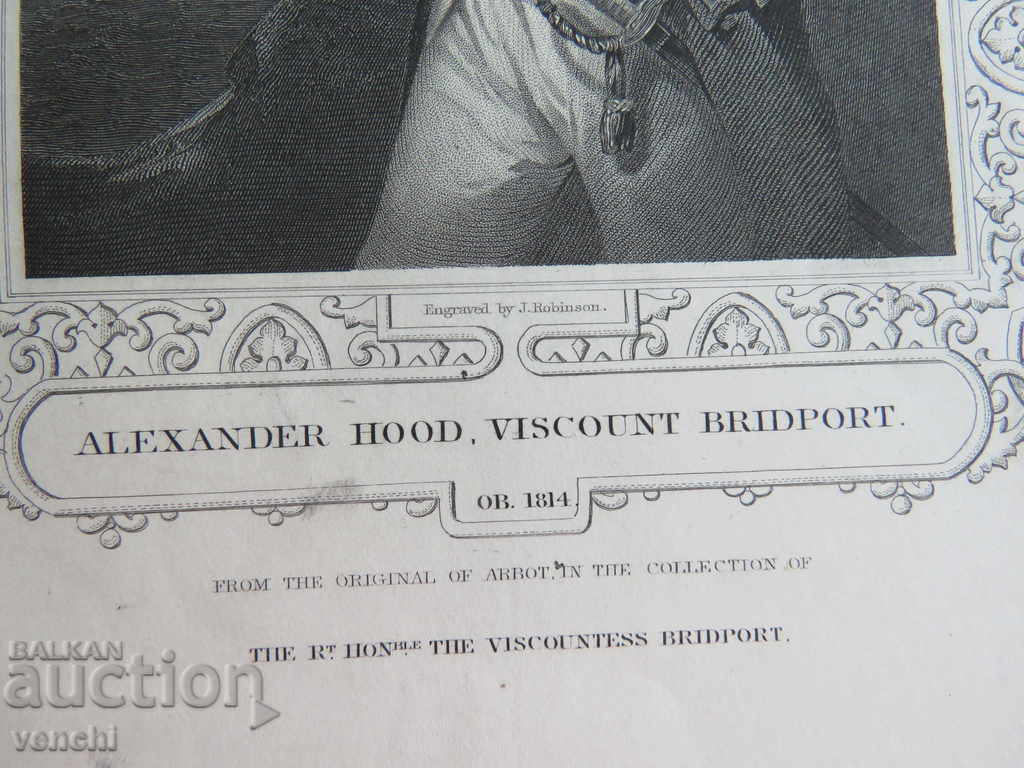 Livrarea 1834 - GRAVURĂ - Alexander Hood - ORIGINAL + Livrarea 1834 - GRAVURĂ - Alexander Hood - ORIGINAL +