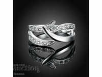 Butterfly ring with zircons, silver-plated