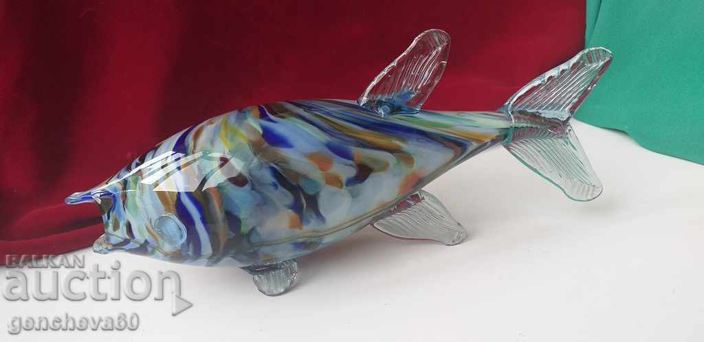 Μεγάλη κρυστάλλινη φιγούρα Fish - Murano 60s
