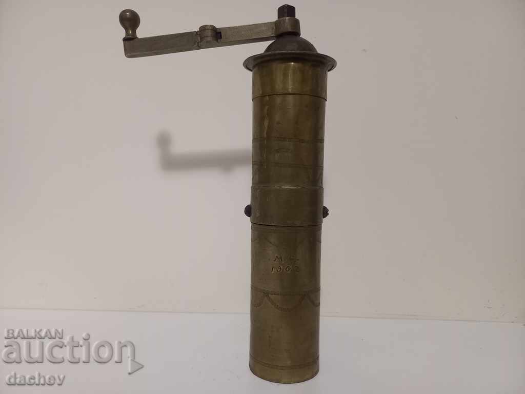 Rasnita otomana veche din bronz pentru rasnita de cafea 1902