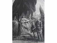 1876 - ENGRAVING - King John signs the Magna Carta - ORIGINAL
