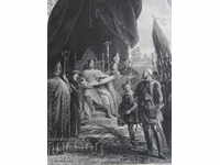 1876 - ГРАВЮРА - Крал Джон подписва Магна Харта - ОРИГИНАЛ