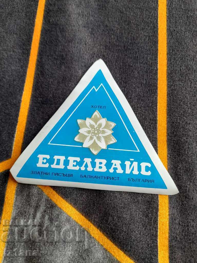 Old sticker Hotel Edelweiss, Golden Sands, Balkantourist Old sticker Hotel Edelweiss, Golden Sands, Balkantourist
