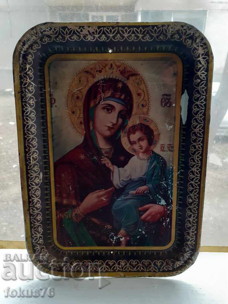Auction Old metal tray icon tray religion virgin Auction Old metal tray icon tray religion virgin