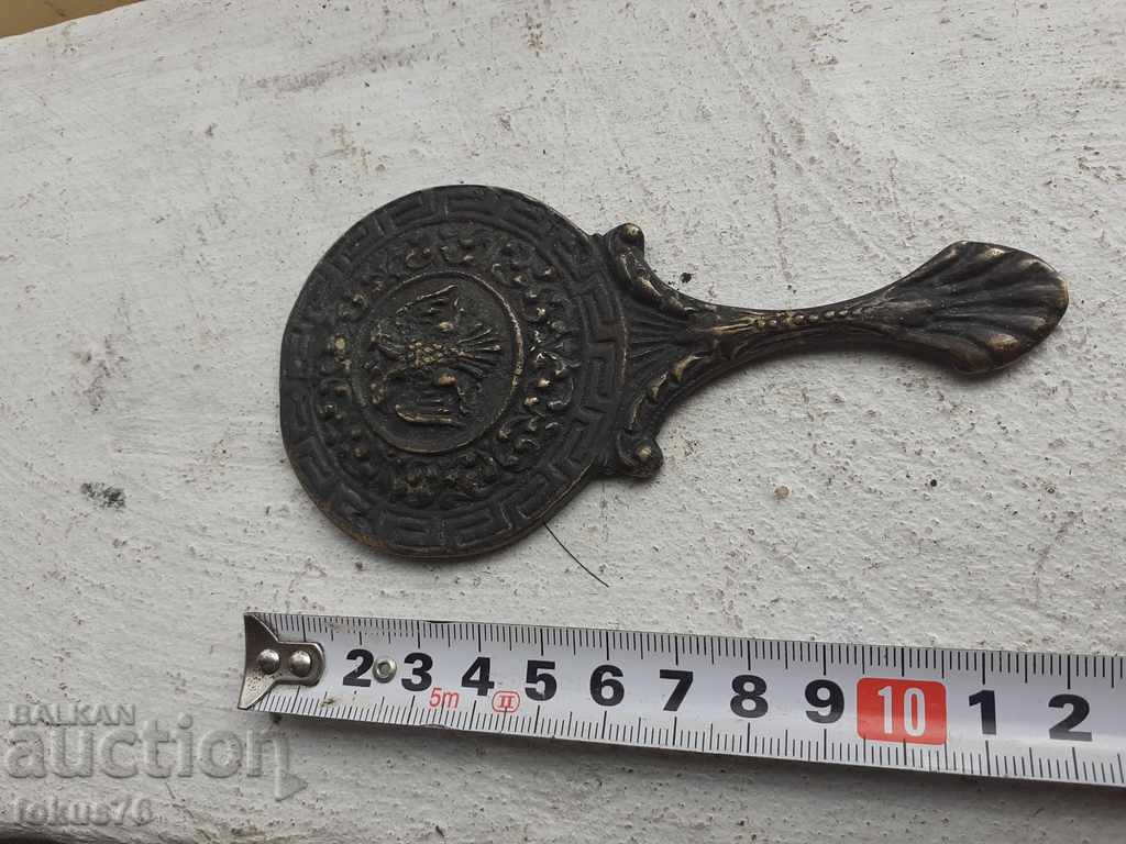 Old bronze little mirror with a double-headed eagle - 5