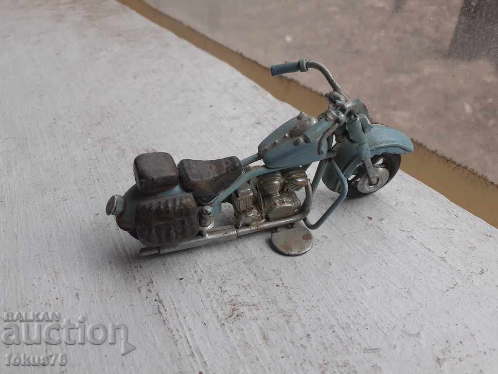 Auction  Motorcycle old tin toy model mockup blue for collection