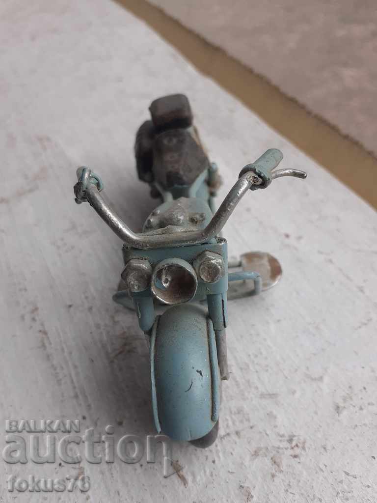 Delivery of Motorcycle old tin toy model mockup blue for collection