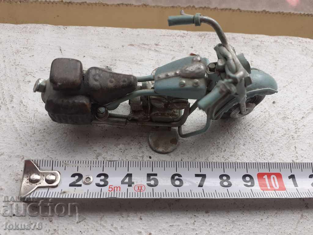 Motorcycle old tin toy model mockup blue for collection - 5