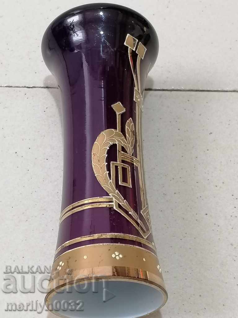 Delivery of Old vase purple glass with hand-painted gilding Delivery of Old vase purple glass with hand-painted gilding