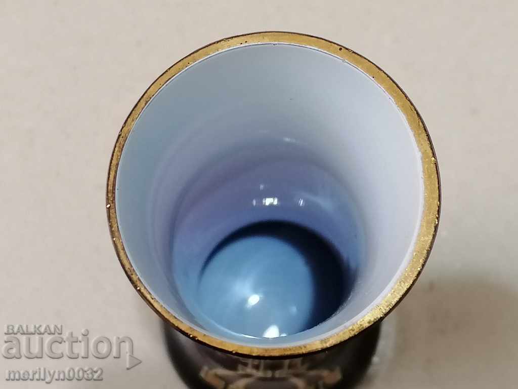 Old vase purple glass with hand-painted gilding - 6 Old vase purple glass with hand-painted gilding - 6