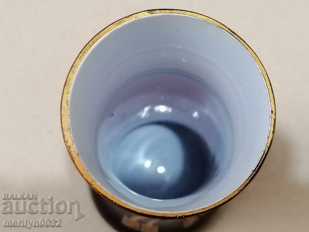 Old vase purple glass with hand-painted gilding - 5