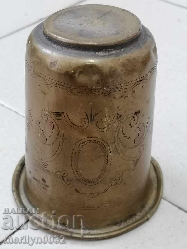 Auction Brass cup with engravings Tsarist Russia Auction Brass cup with engravings Tsarist Russia
