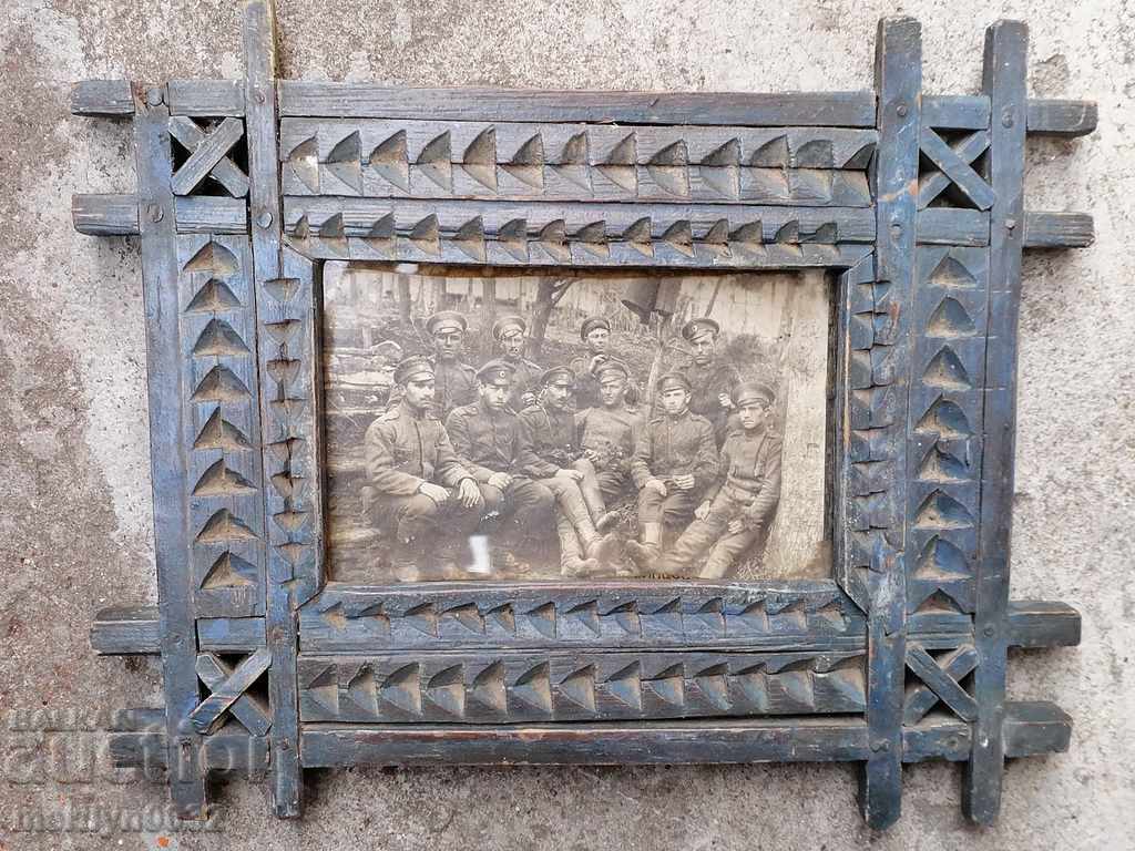 Delivery of Military photo in a frame shepherd's carving WW1 UNIQUE Delivery of Military photo in a frame shepherd's carving WW1 UNIQUE