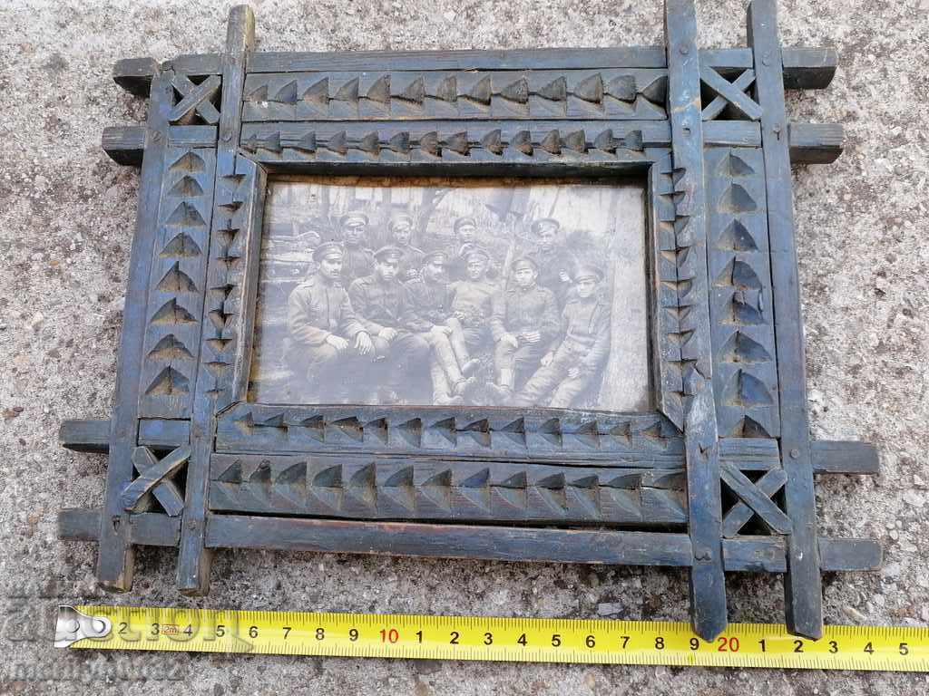 Military photo in a frame shepherd's carving WW1 UNIQUE - 5 Military photo in a frame shepherd's carving WW1 UNIQUE - 5