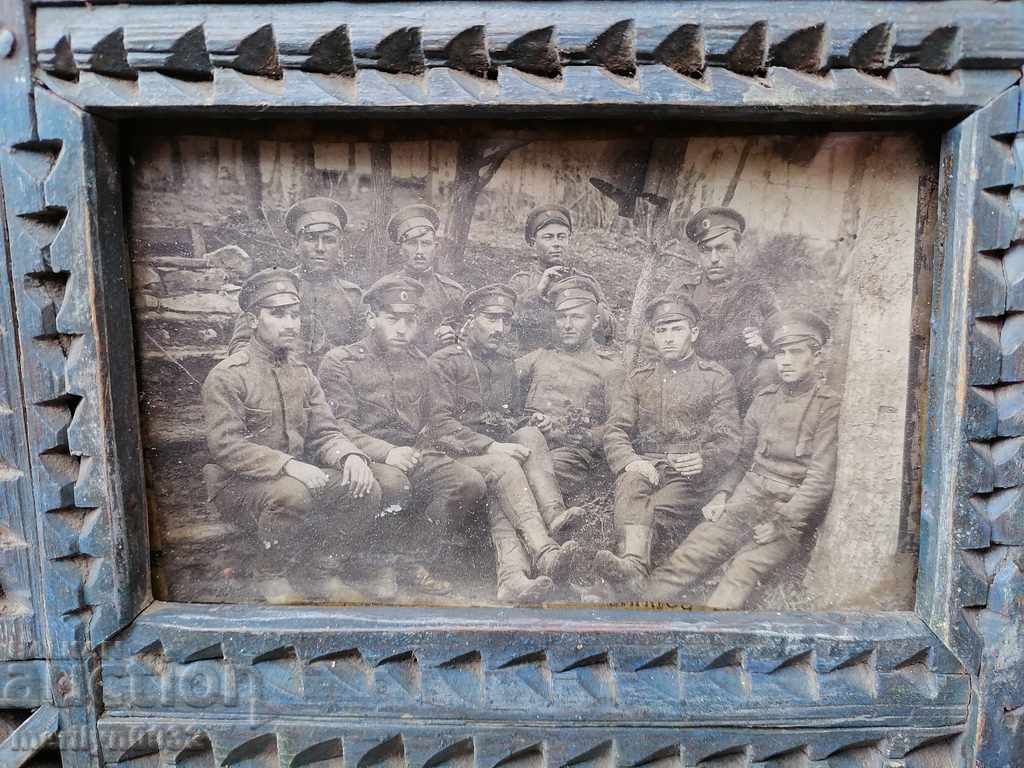 Military photo in a frame shepherd's carving WW1 UNIQUE - 6 Military photo in a frame shepherd's carving WW1 UNIQUE - 6