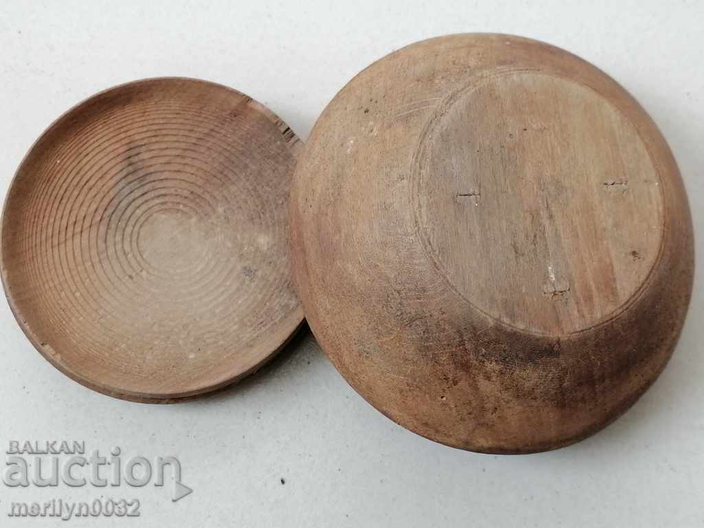 Δημοπρασία Ξύλινο μπολ μπολ με καπάκι, μπολ ξύλινο πρωτόγονο