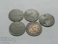 2 стотинки 1901 г България лот 5 монети