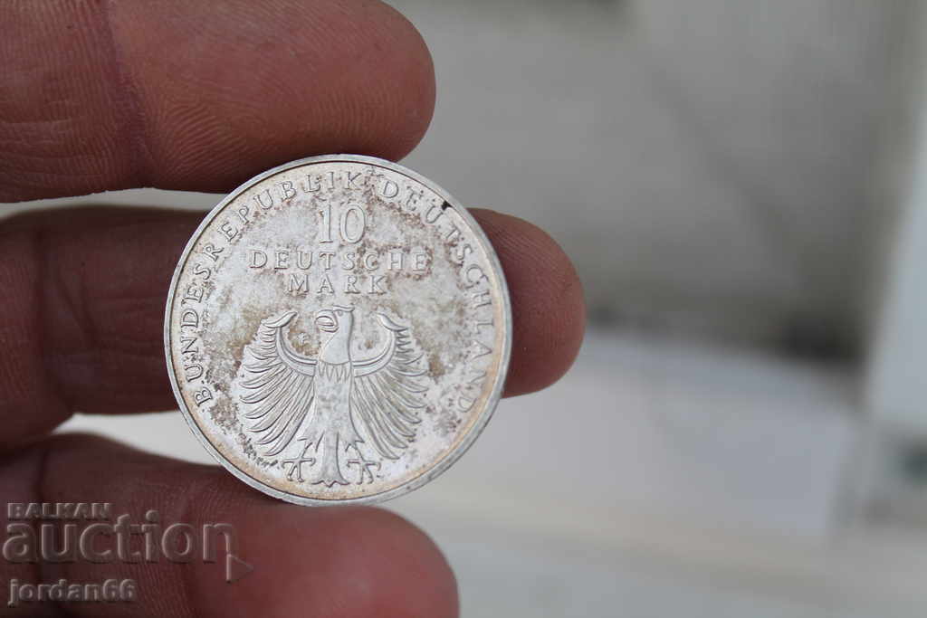 Coin of 10 German marks 1998 silver