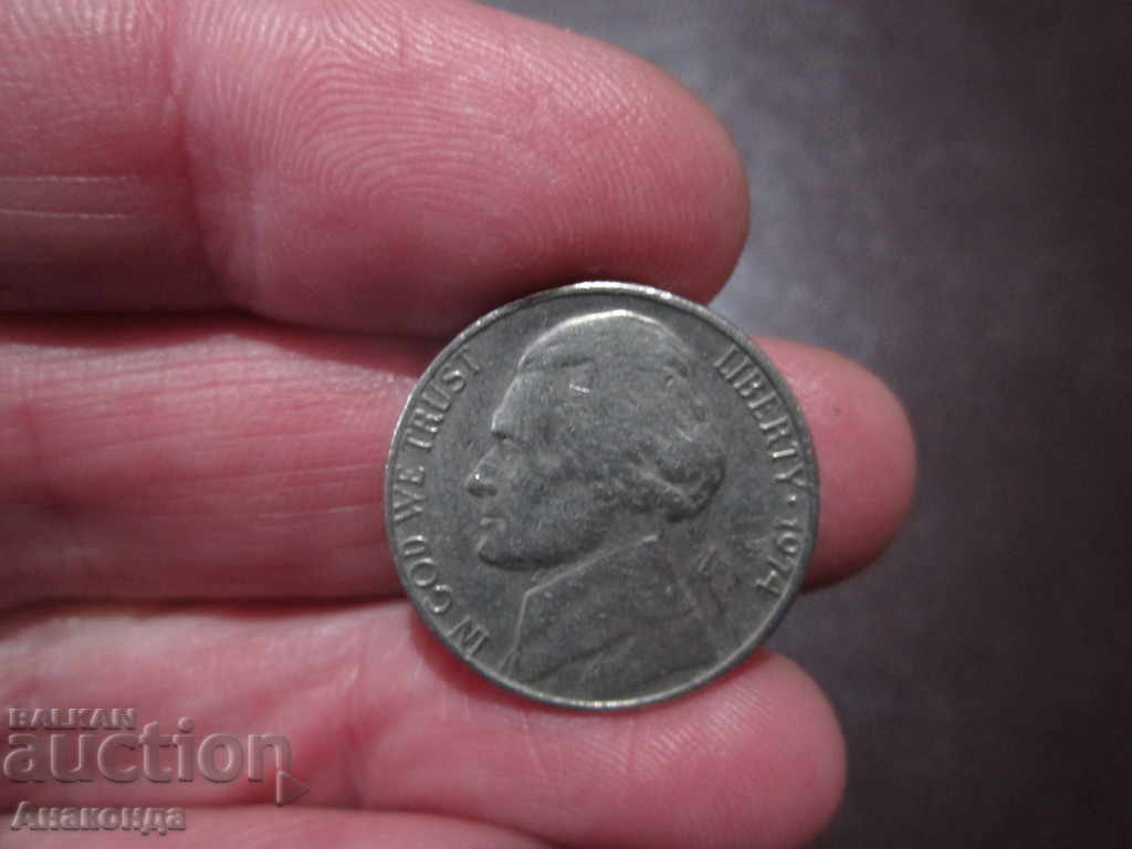 1974 год 5 цента САЩ  без буква