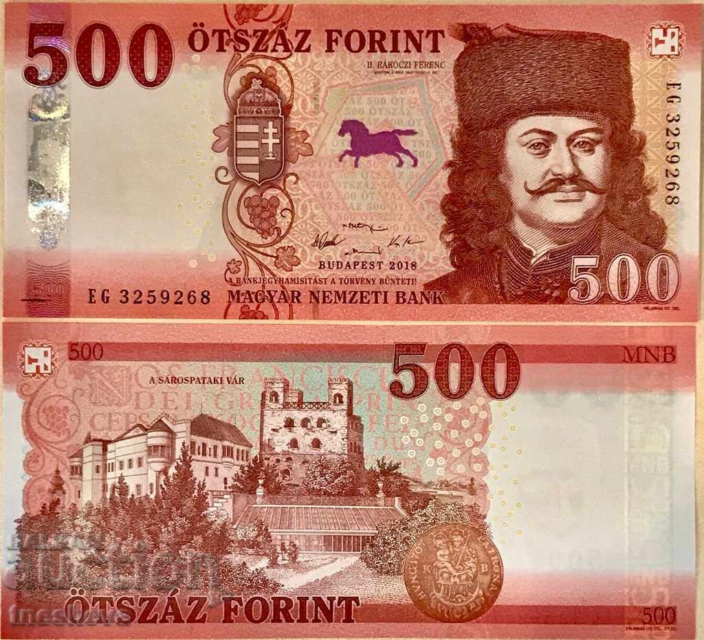 HUNGARY 500 FORINTS 2018 - NEW DESIGN UNC