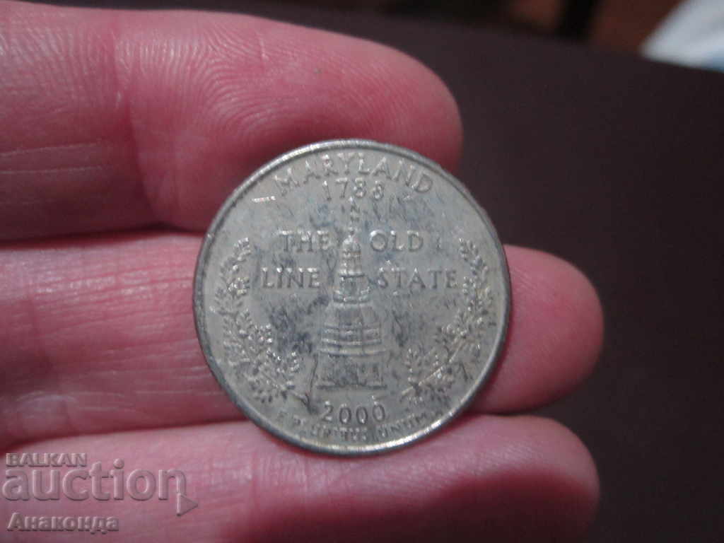 МЕРИЛЕНД MARYLAND 25 цента САЩ 2000 г буква P