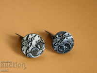 Steampunk silver cuffs watch mechanism buttons