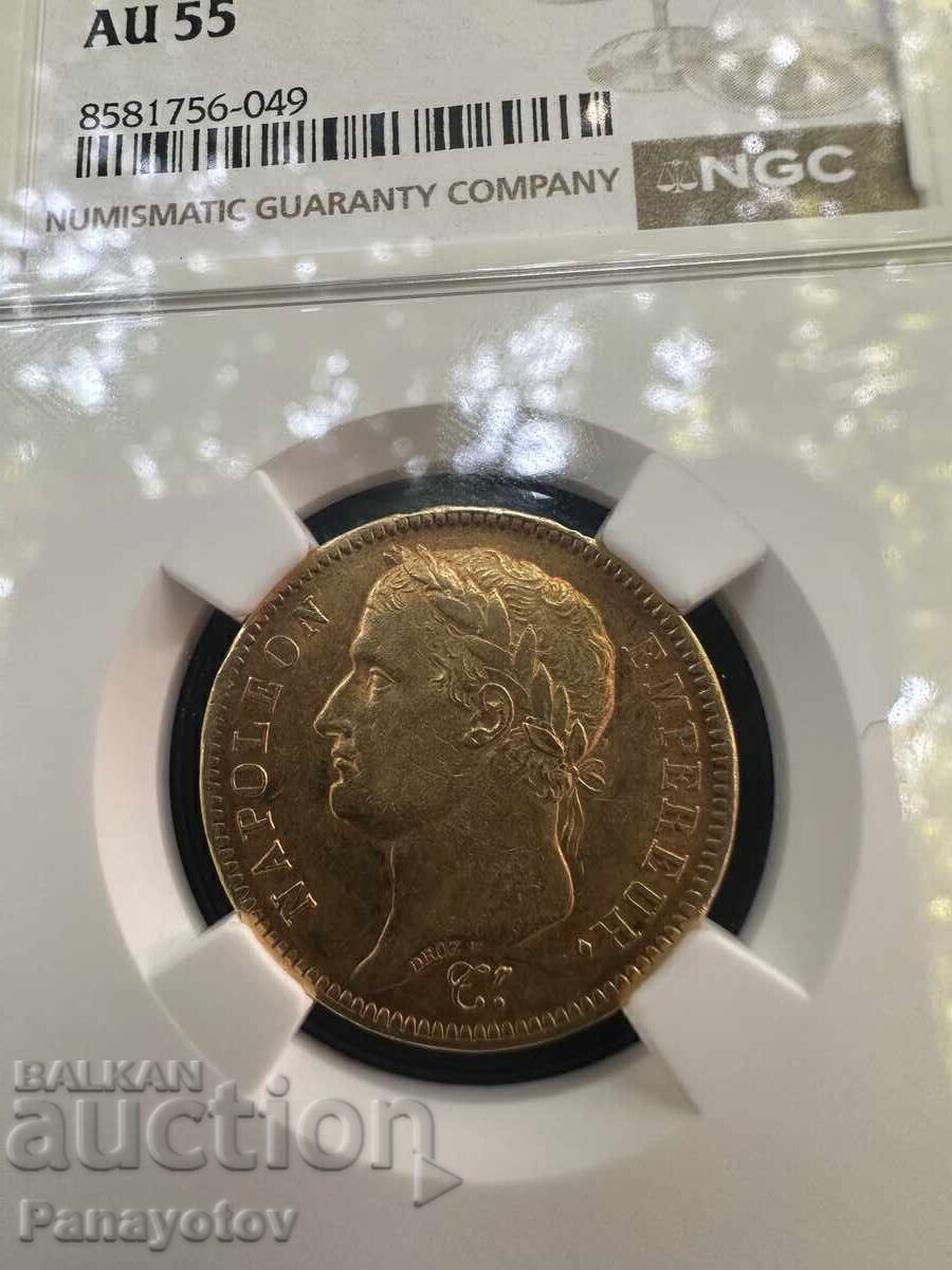 40 FRANCS FRANCE NAPOLEON I BONAPARTE GOLD NGC PCGS AU 55 with price € 2300.81 | 4499.99 BGN 40 FRANCS FRANCE NAPOLEON I BONAPARTE GOLD NGC PCGS AU 55 with price € 2300.81 | 4499.99 BGN