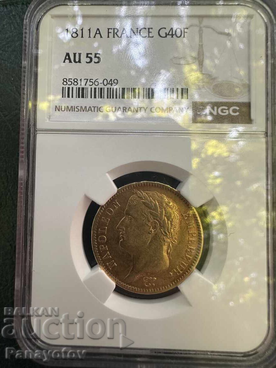 40 FRANCS FRANCE NAPOLEON I BONAPARTE GOLD NGC PCGS AU 55 40 FRANCS FRANCE NAPOLEON I BONAPARTE GOLD NGC PCGS AU 55