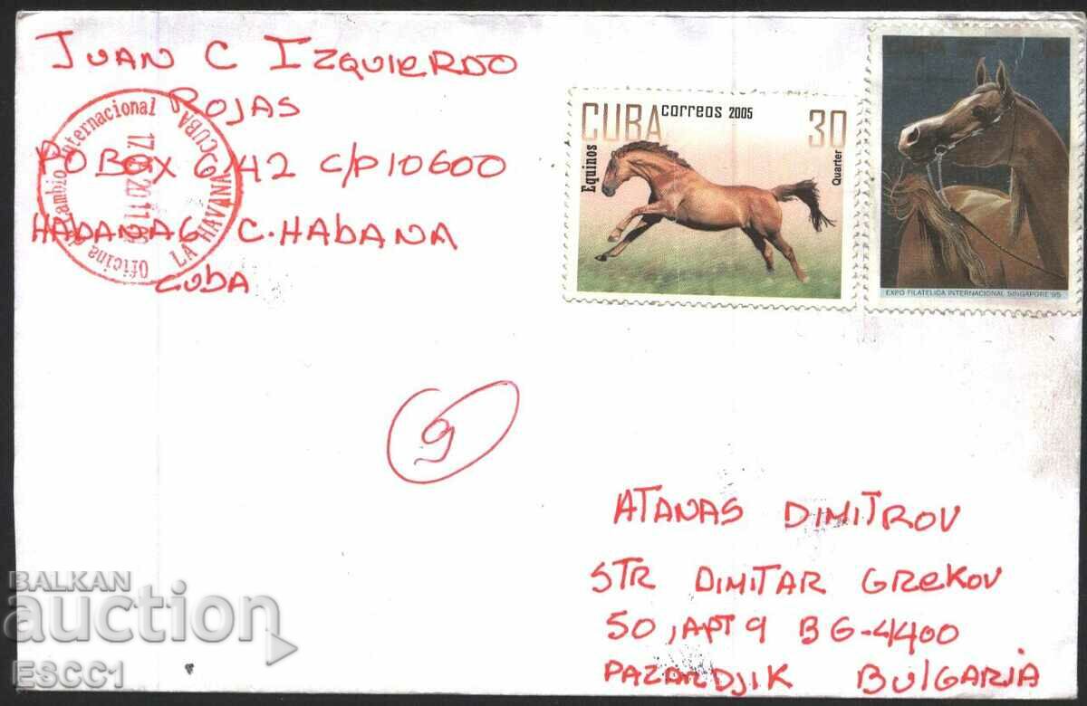 Пътувал плик с марки Фауна Коне 1995 2005 от Куба