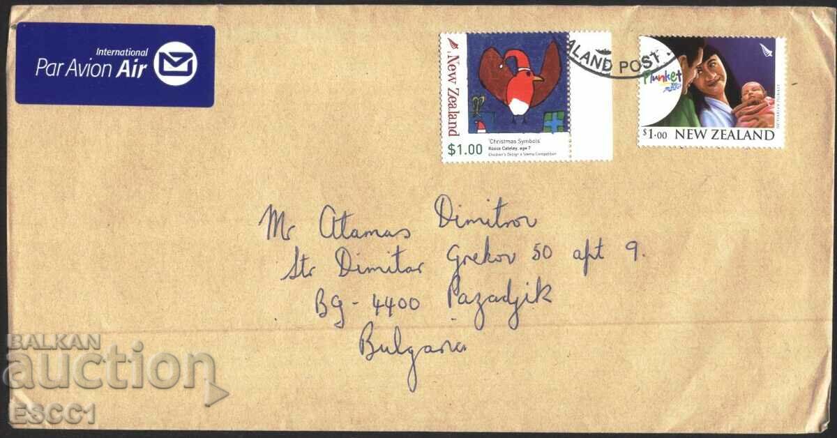 Traveled an envelope with Christmas symbols 2007 from New Zealand