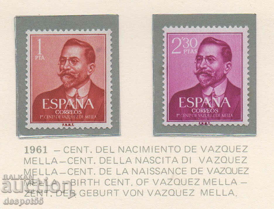 1961. Spania. Vazquez Mela, 1861-1928.